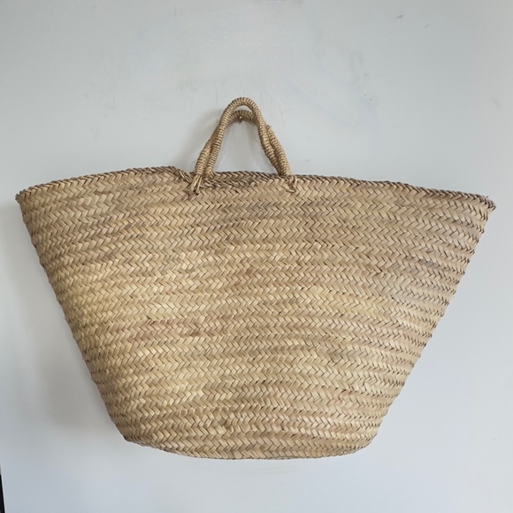 LINDROTH DESIGN Monogrammed Straw Beach Tote "M.S.M" Blue/White - Picture 5 of 7